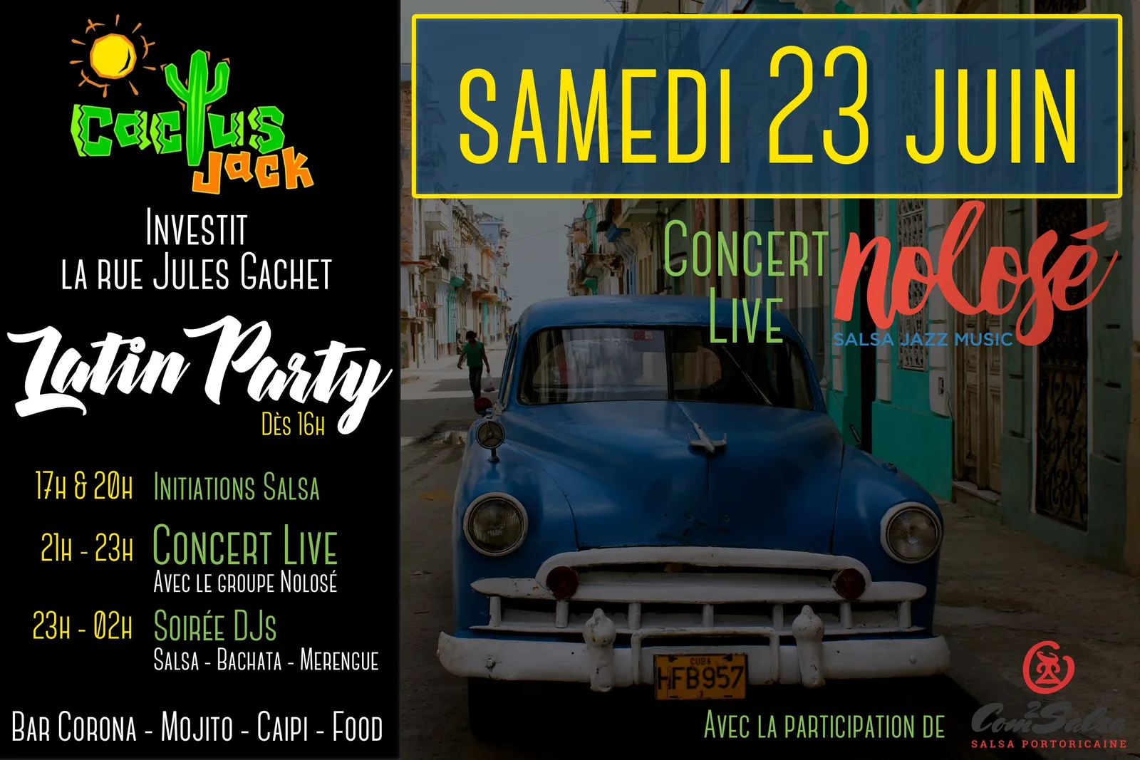 Cactus Jack Latin Party flyer for 23 June 2018 in Nyon